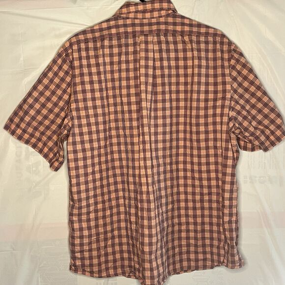 Brooks Brothers Shirt Men's 2XL Salmon Pink Short Sleeve Casual Button Down Logo - Picture 4 of 4